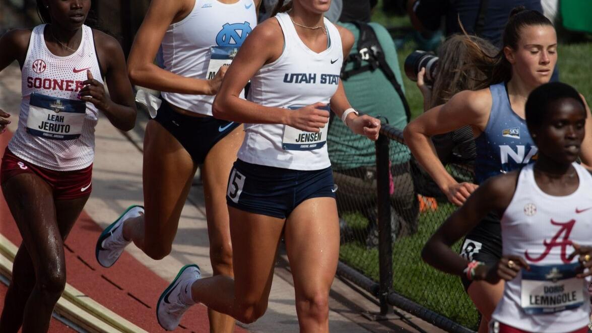 USU track & field: Jensen destroys own school record, advances to finals of 3,000SC